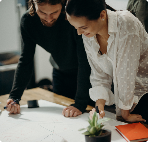 woman et man working